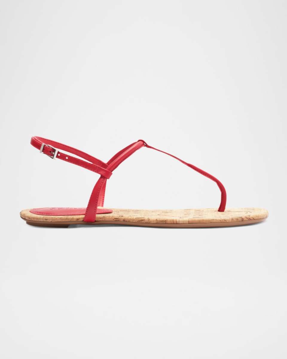 Elsha Leather T-Strap Flat Sandals